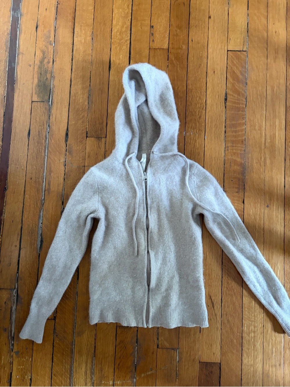 Aritzia Light Beige Hooded Zip Sweater